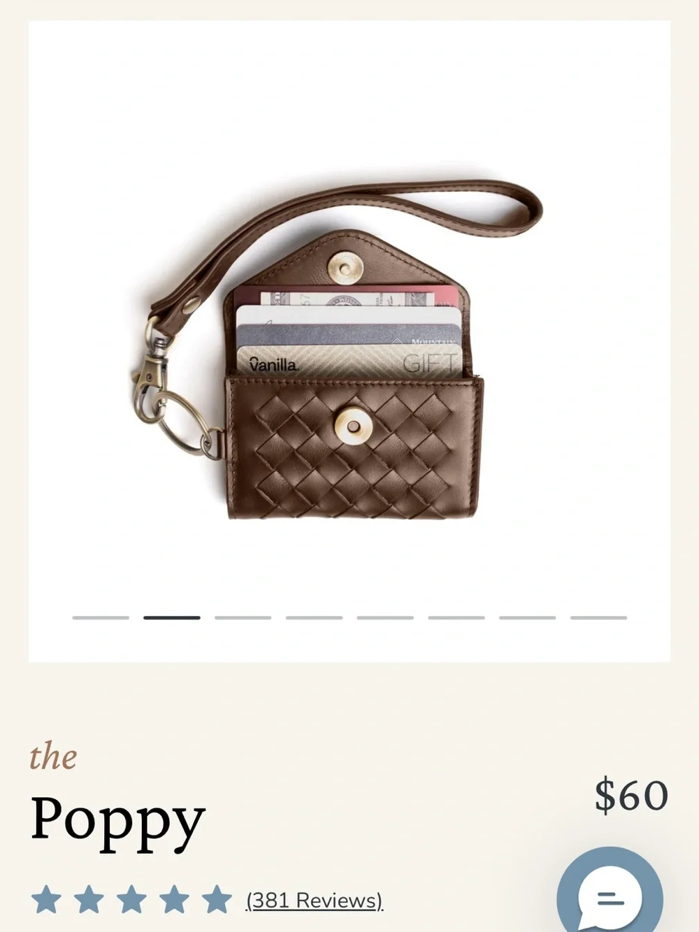 Andar “Poppy” Woven Leather Wallet Card Case - Picture 2 of 3